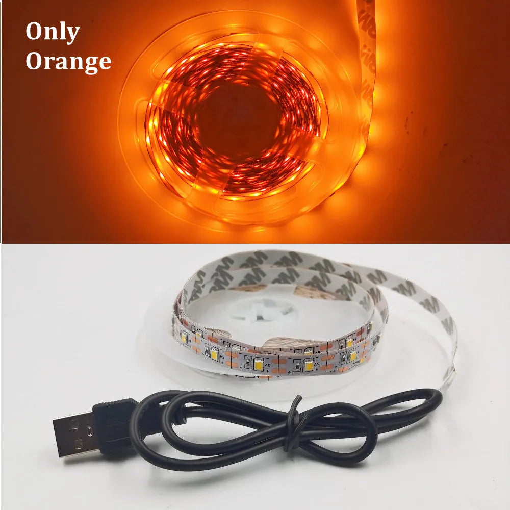 5M USB LED Strip Light - 5V SMD 3528 Waterproof Ribbon Light for Cabinets, Ceilings & Home Decor