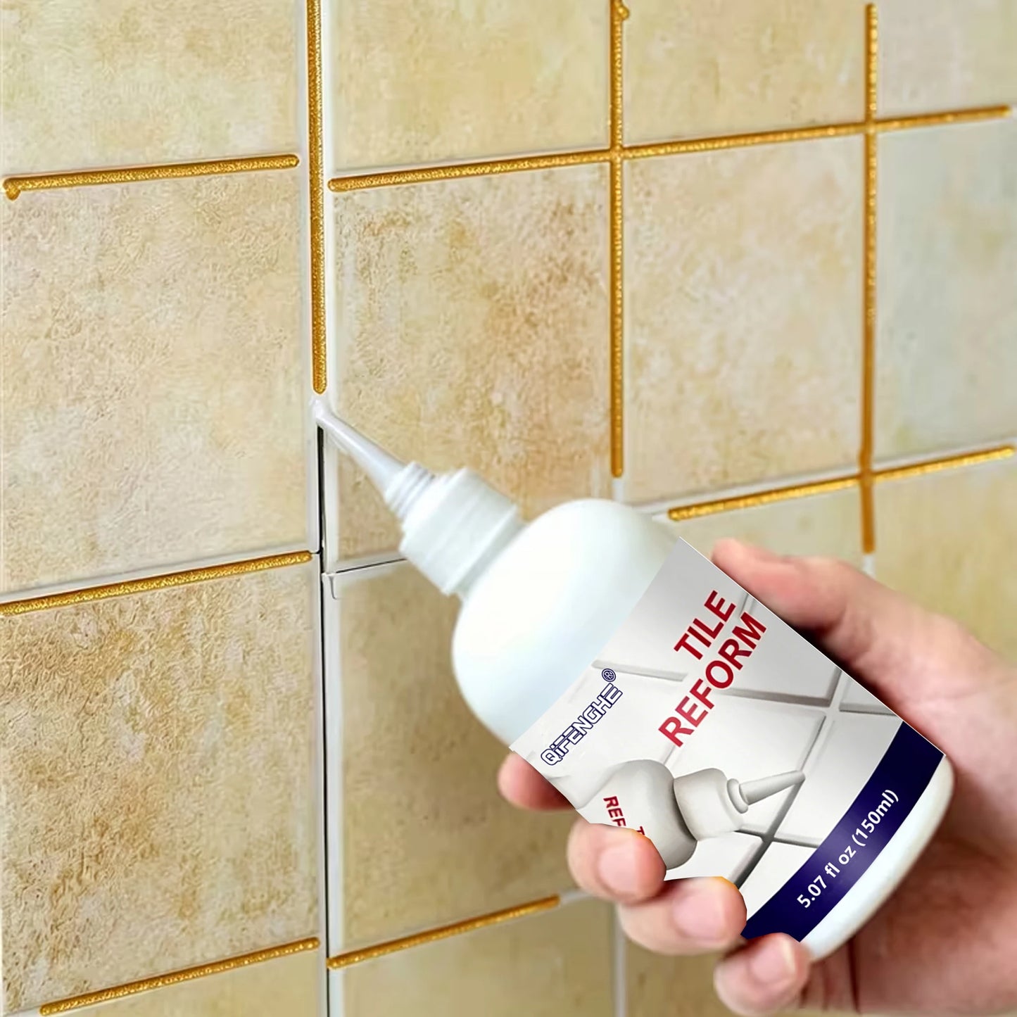 Tile Grout Repair Pen - Waterproof Mildew-Resistant Seam Refinisher for Bathroom, Kitchen, Floors & Walls