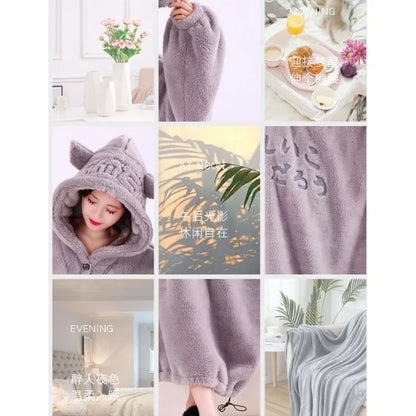 WASART Winter Hooded Fleece Blanket – Ultra Plush Oversized Sweater Blanket with Sleeves, Warm Flannel for Outdoor Use
