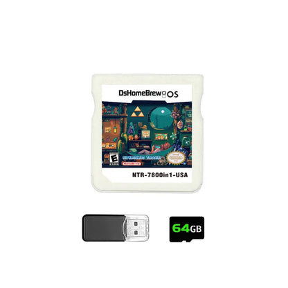 DS 7800-in-1 Memory Card with 64GB TF Card & SDHC Adapter – NDS, NDSL, 3DS XL, 2DS XL Game Console Accessory