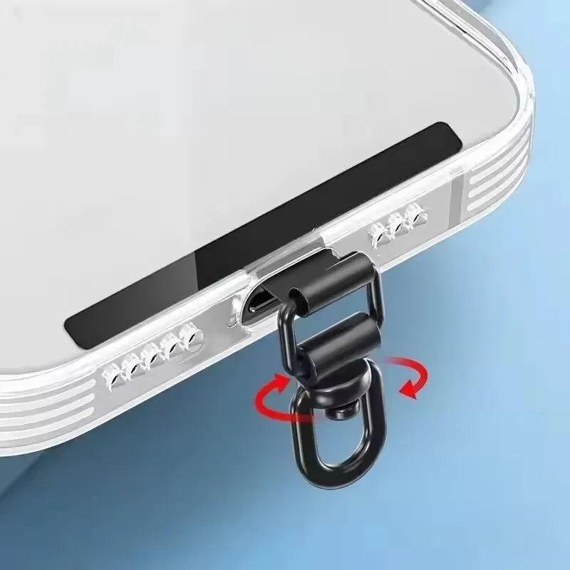 Upgraded 360° Rotatable Metal Phone Tether Tab Clip – Stainless Steel Cellphone Lanyard Patch Safety Connector (1–4 Pcs)