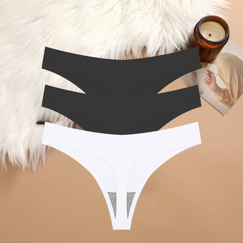 3PCS Sexy G-String Underwear Set – Breathable Seamless Low Waist T-Back Bikini Panties for Women, S-XL Sizes
