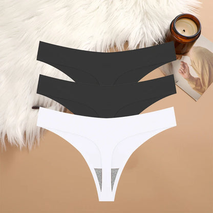 3PCS Sexy G-String Underwear Set – Breathable Seamless Low Waist T-Back Bikini Panties for Women, S-XL Sizes
