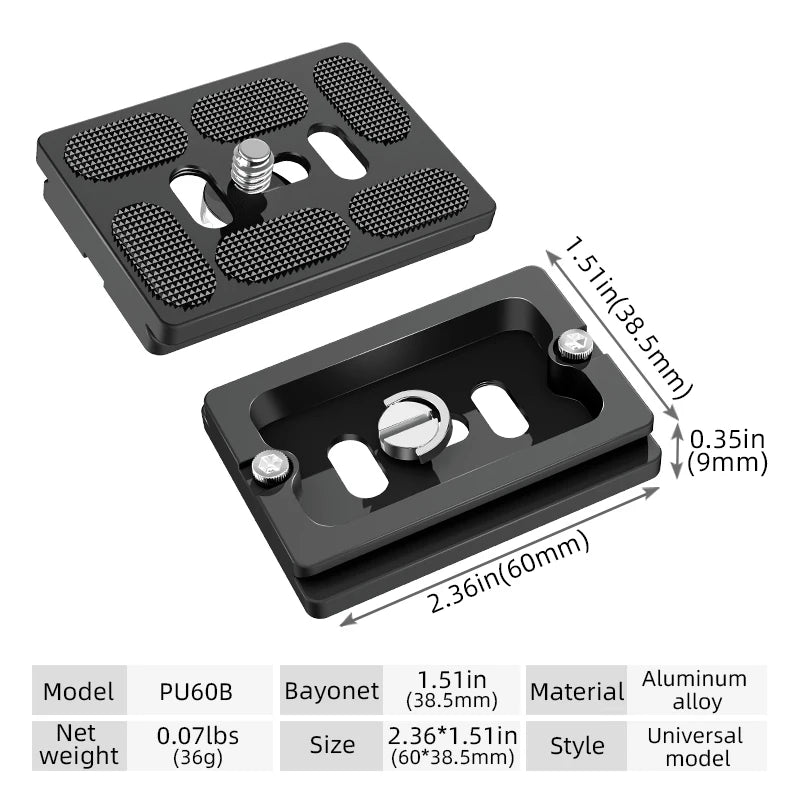 BEXIN Universal Aluminum Alloy Quick Release Plate – 1/4" Screw Tripod Mount Adapter for Arca Swiss & Benro Ball Head Cameras