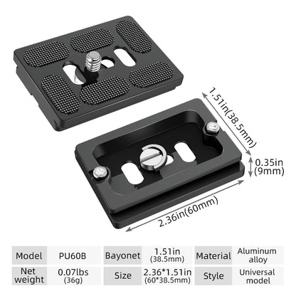 BEXIN Universal Aluminum Alloy Quick Release Plate – 1/4" Screw Tripod Mount Adapter for Arca Swiss & Benro Ball Head Cameras