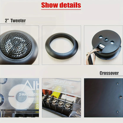 Universal 6.5-Inch Car Coaxial Speakers 440W - 2-Way Audio Upgrade Kit with Passive Crossover