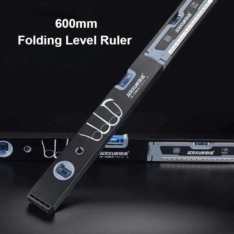 600mm Folding Magnetic Level Ruler - High-Precision Aluminum Measuring & Balance Tool