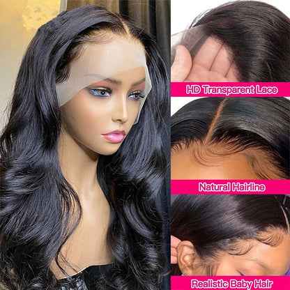 32 Inch Body Wave 360 Lace Front Wig - Pre-Plucked Brazilian Human Hair Wig for Women - 13x4 or 13x6 Lace, Glueless Design