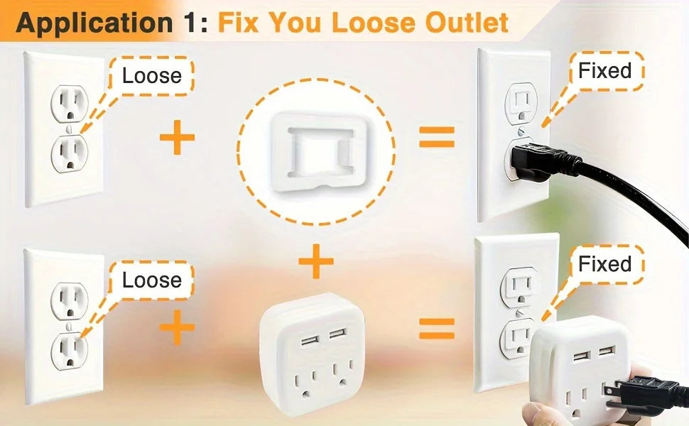 12PCS Socket Stabilizers – Flame-Retardant PC Plugs Fixer to Prevent Power Drops & Loose Connections