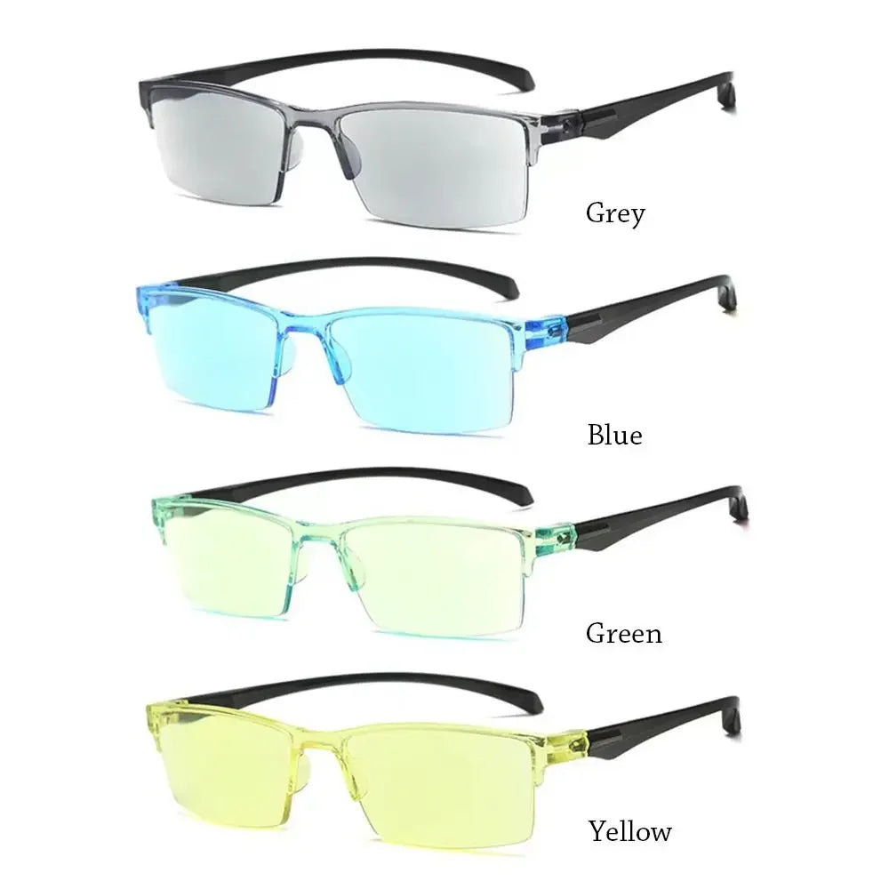 Smart Automatic Zoom Reading Glasses – Autofocus Anti-Blue Ray Half-Rim Eyewear for Near & Far Vision