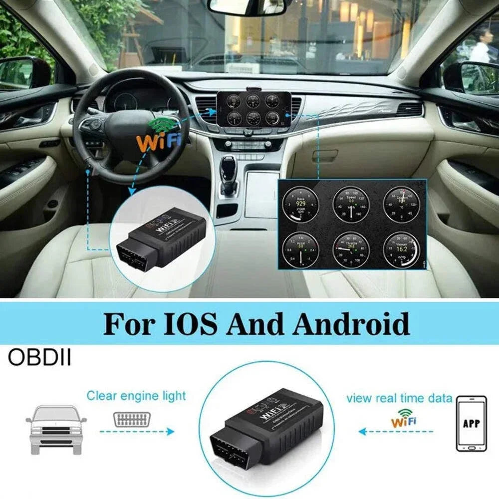 WiFi ELM327 V2.1 OBD2 Scanner - Wireless Car Diagnostic Code Reader for iOS and Android Devices