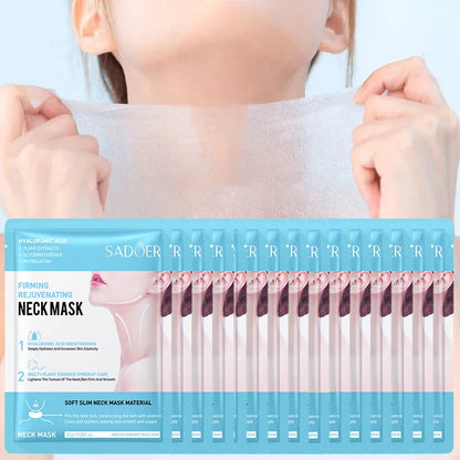 SADOER Hyaluronic Acid Neck Masks - 10pcs Collagen Firming, Nourishing & Brightening Moisturizing Neck Skin Care Patches