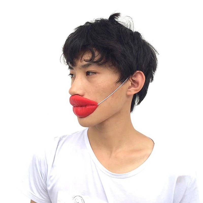Red Lips Big Mouth Latex Mask – Funny Halloween, Horror & Party Trick Props for Wedding & Jokes
