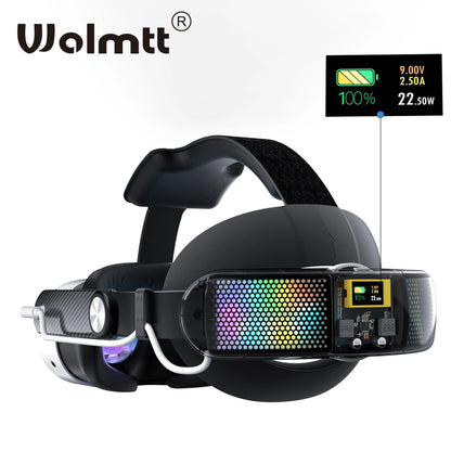 WOLMTT 10000mAh Head Strap Battery - 22.5W Fast Charging Power Pack for Meta Quest 3 & Quest 3S with 6-8 Hour Extended VR Battery Life