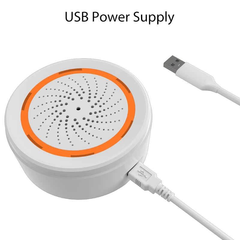 ONENUO Tuya Zigbee Smart Siren Alarm - Home Security Strobe Alert with USB Power & Built-In Battery