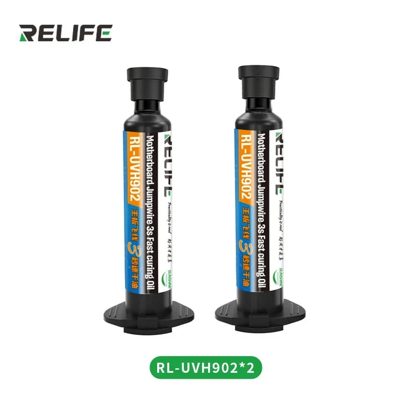 2PCS RELIFE RL-UVH902 UV 3S Quick-Drying Solder Mask Ink 10ML with RL-014 UV Curing Light for Mobile Phone Repair