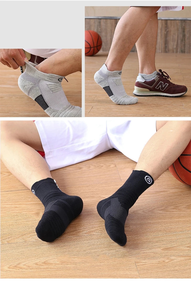 1/3 Pairs Men’s Compression Socks – Breathable Sports, Basketball, Cycling, and Running High Elastic Towel Tube Socks