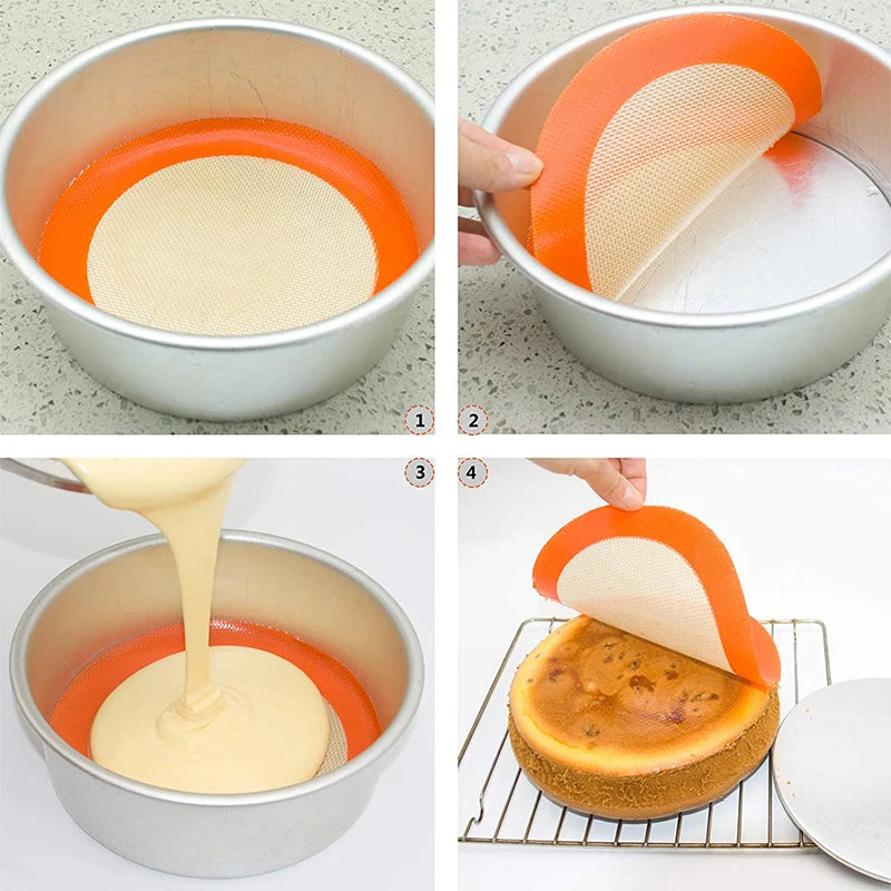 LMETJMA Round Silicone Baking Mats – Non-Stick, Food-Grade & Reusable for Macarons, Cookies & Oven Use