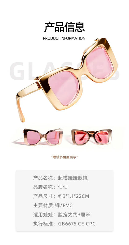 Personalized Fashion Accessories for 1/6 Doll – Futuristic Earring, Necklace & 30cm Supermodel Doll Glasses, Sweet & Cool Dress-Up Set
