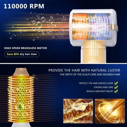 Tinsol 7-in-1 Brushless High-Speed Hair Dryer Brush – Ionic Blow Dryer with Diffuser, Hot Air Comb & Hair Curler