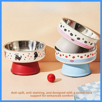 Elevated Stainless Steel Pet Bowl - Large Capacity Raised Food & Water Feeder for Cats & Dogs