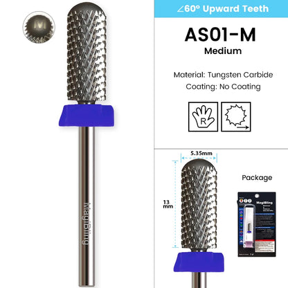 Gold Tungsten Carbide Nail Drill Bits – Large Barrel Milling Cutter, Pro Reversed Durable Grinding & Polishing Tools Accessories 4XC
