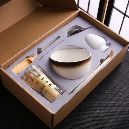4/6Pcs Bamboo Matcha Tea Whisk Set – Scoop, Brush, Strainer & Bowl for Japanese Tea Ceremony
