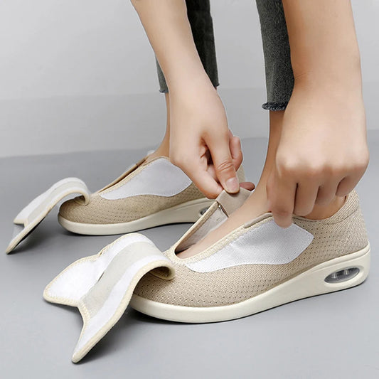 Orthopedic Wide Fit Comfort Walking Shoes for Swollen Feet, Adjustable Soft Diabetic Support Shoes for Everyday Pain Relief