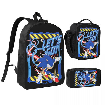 3-Piece Student Backpack Set - Cartoon School Bag with Lunch Bag and Pencil Case