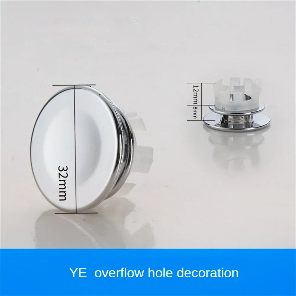Round Ring Overflow Cover for Bath Sink – Plastic Tidy Trim for Ceramic Basin, Bathroom Sink Replacement Part