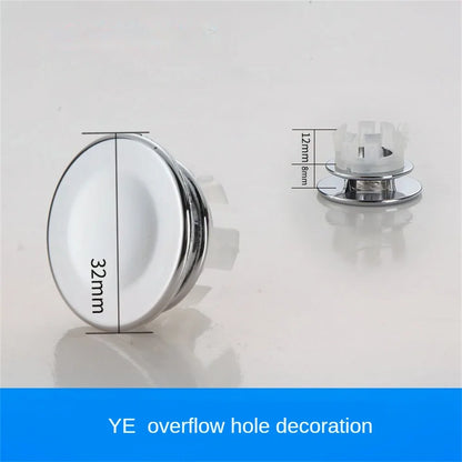 Round Ring Overflow Cover for Bath Sink – Plastic Tidy Trim for Ceramic Basin, Bathroom Sink Replacement Part