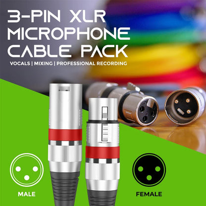 Professional XLR Male to Female Microphone Extension Cable – Balanced 3-Pin Audio Line for Recording, Mixer & Speakers