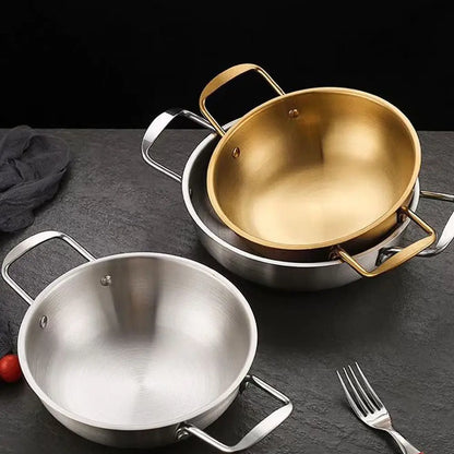 Stainless Steel Saucepan & Dry Pot – Paella Pan with Handle for Home Cooking, Seafood, Rice & Picnic Use