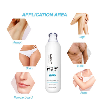 100ML Hair Removal Spray - Painless Hair Reduction Treatment for Smooth Skin and Hair Growth Inhibition