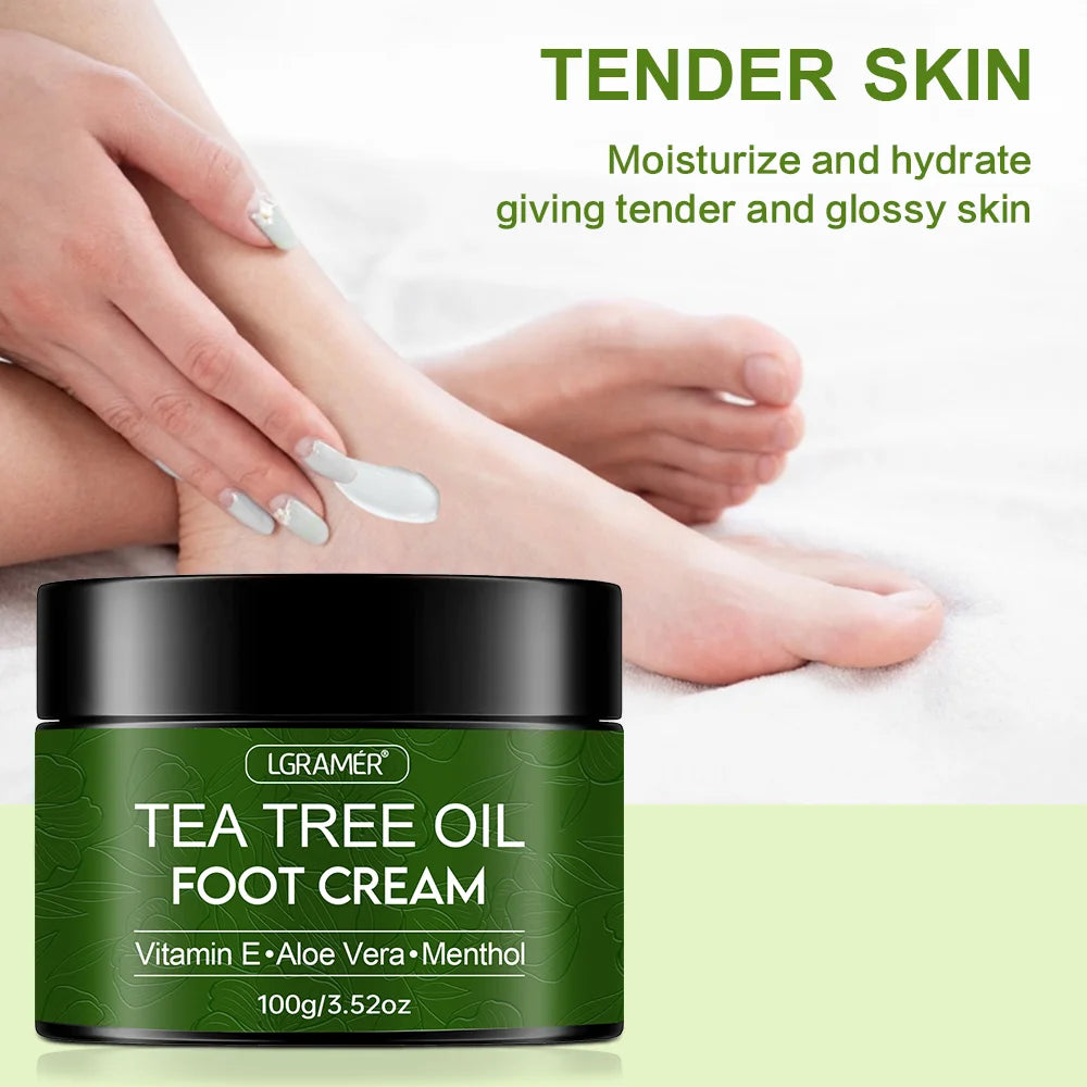 Tea Tree Oil Foot Cream – Exfoliating Foot Care for Rough, Cracked Feet, Softening & Long-Lasting Moisturization