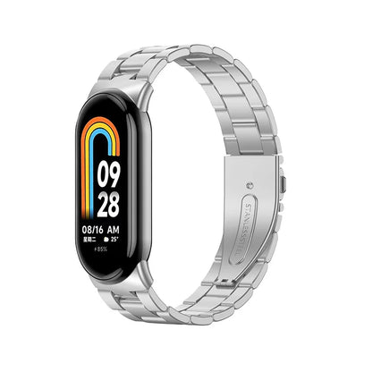 Metal Watch Strap for Xiaomi Mi Band 9/8 — Stainless Steel Smart Band Wristband with Folding Clasp