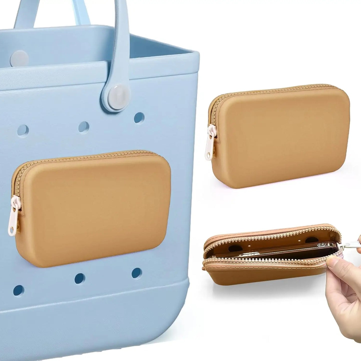 Silicone Phone Holder for Beach Bag – Soft Waterproof Insert Wallet Charm, Bo Bag Accessories Attachment for Beach Travel & Storage Convenience