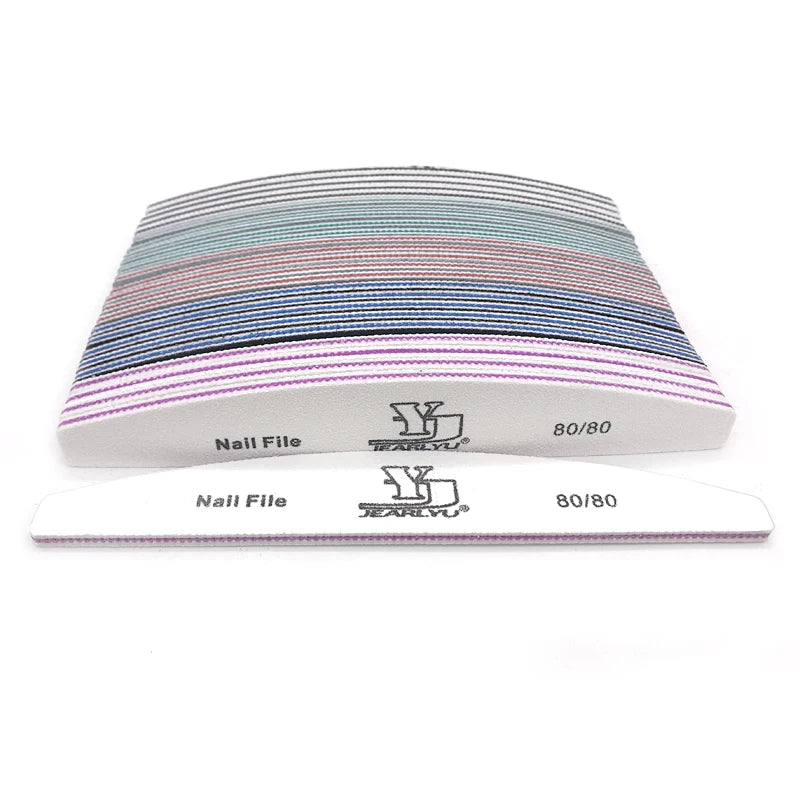 5Pcs Nail File Set – Mixed Colors with 80/100/150/180/240 Grit | Professional Sandpaper Cuticle Remover and Buffer Files