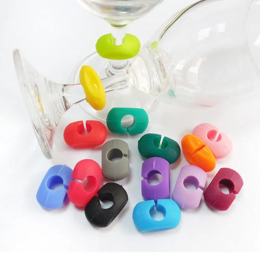 Silicone Red Wine Glass Marker Charm Set - 8/12/24/36Pcs Mixed Color Drinking Glass Identification Tags for Party Supplies