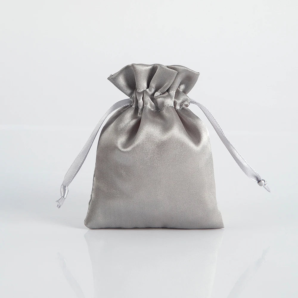 100PCS Silk Satin Jewelry Gift Bags – Drawstring Pouches for Necklace, Bracelet & Earrings, Wedding Party Favor & Christmas Gift Packaging, Custom Logo Ready