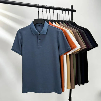 Men's 100% Cotton Polo Shirt - Breathable Summer Golf & Business Casual Tee with Silk-Like Finish