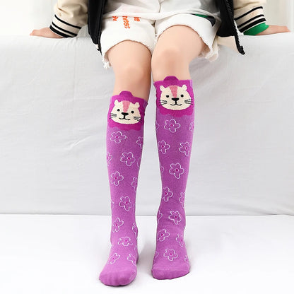 Cute Cartoon Animal Knee-High Socks for Babies & Kids – Warm Cotton Ankle & Over-Knee Socks for Girls