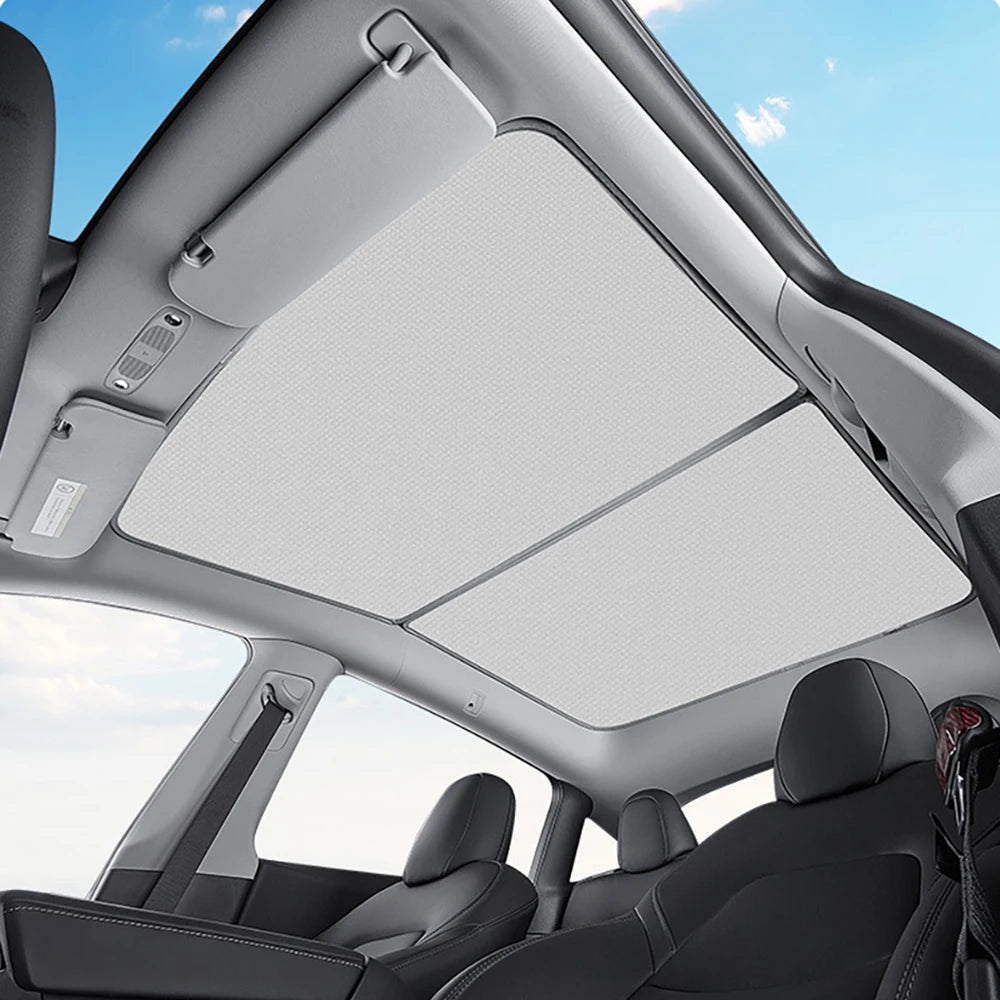 Split Sunshade for Tesla Model 3 (2017-2023) & Model Y – Front & Rear Sunroof Windshield Skylight Glass Roof Cooling Shade