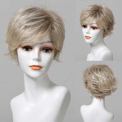 Platinum Blonde Short Pixie Cut Wig – 8 Inch Human Hair Wig with Bangs for Women, Soft Machine Made