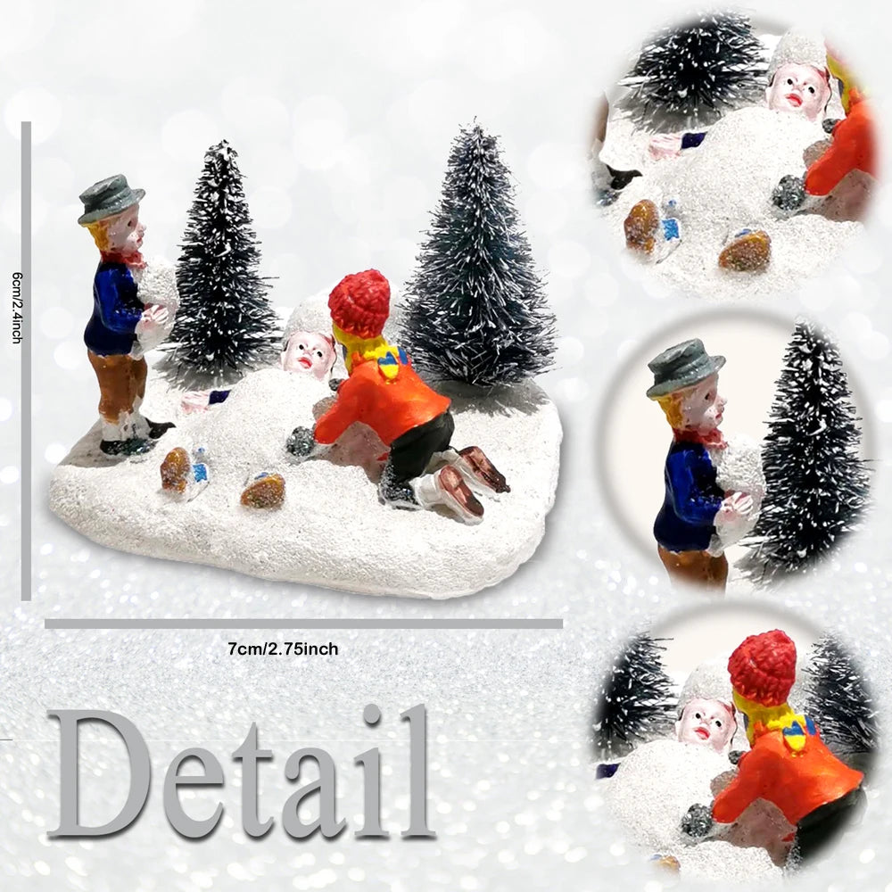 Christmas Village Set Accessories – Collectible Figurines for Kids, Home, Fireplace & Holiday Decoration