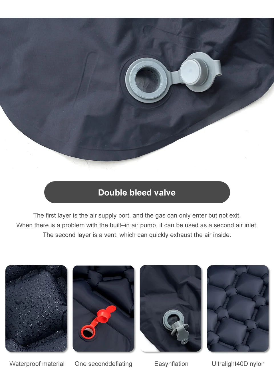 Outdoor Ultralight Inflatable Camping Mattress - Sleeping Pad with Pillows and Built-In Inflator Pump for Hiking