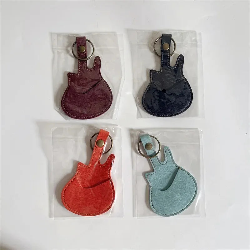PU Leather Guitar Pick Holder Keychain – Plectrum Bag Case for Guitar Accessories & Music Supplies
