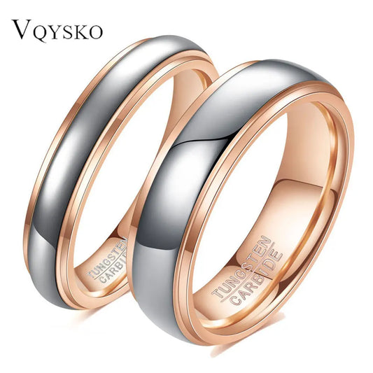 Classic 4/6mm Tungsten Wedding Band – Rose Gold Curved Stainless Steel Ring for Men & Women Couples Jewelry