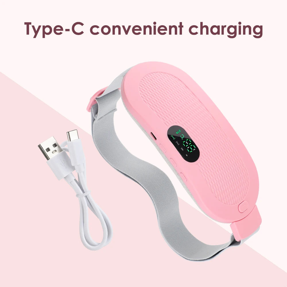 Electric Heating Pad for Women – Menstrual Cramp Relief Vibrator, Period Pain Massager & Abdominal Belt Warmer