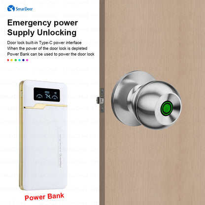 SmarDeer Fingerprint Door Lock – Tuya Smart Bluetooth Keyless Entry with Fingerprint & App Control